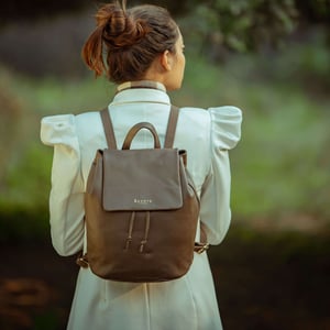 GRACE' Full Grain Leather Flap-over Backpack