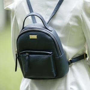 Betty' Zip Top Mini Pebble Grain Leather Backpack