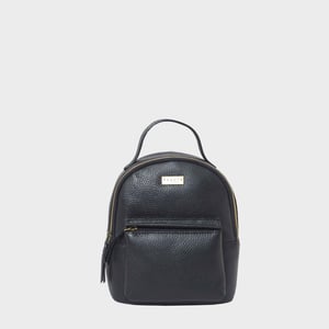 Betty' Zip Top Mini Pebble Grain Leather Backpack