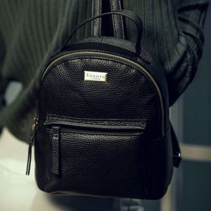 Betty' Zip Top Mini Pebble Grain Leather Backpack