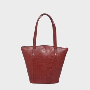 'MELANIE' Croc Real Leather Unlined Bucket Bag