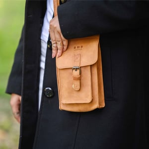 'MYLA' Real Leather Mobile Phone Crossbody Bag