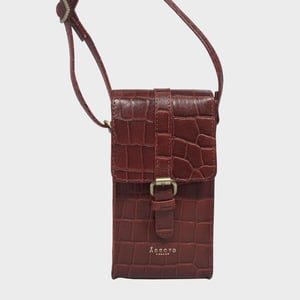 'PETRA' Croc Real Leather Mobile Phone Crossbody Bag