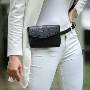 CAMELLA' Croc Leather Bum Belt Waist Festival Bag