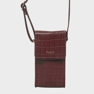 'TRACY' Croc Textured Real Leather Crossbody Phone Bag