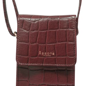 'TRACY' Croc Textured Real Leather Crossbody Phone Bag