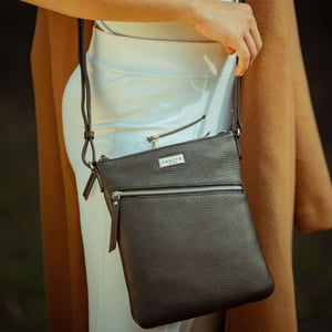'ROSY' Pebble Grain Soft Real Leather Crossbody Bag
