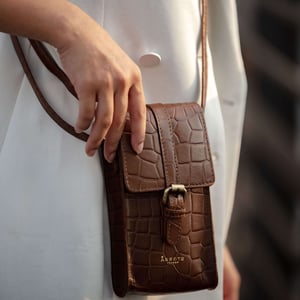 'PETRA' Croc Real Leather Mobile Phone Crossbody Bag