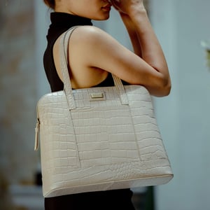 EVA' Croc Embossed Real Leather Designer Unlined Tote Bag