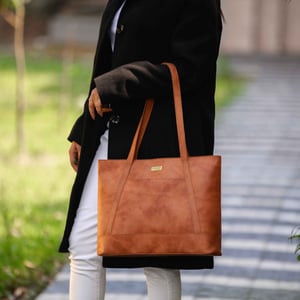 EVELYN' Real Leather Designer Tote Work Bag