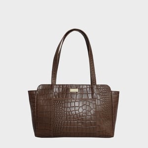 'JUDITH' Croc Real Leather Shoulder Bag