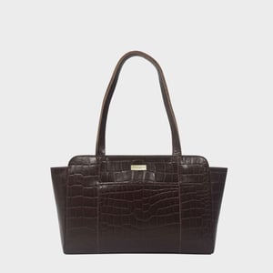 'JUDITH' Croc Real Leather Shoulder Bag