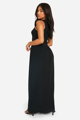 Petite Crinkle Drop Waist Racer Maxi Dress