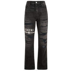 Amiri MA Bar Logo Straight Fit Aged Black Denim Jeans