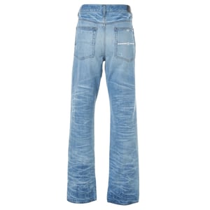 Amiri Aloha Patch Straight Fit vervaagde indigoblauwe denimjeans