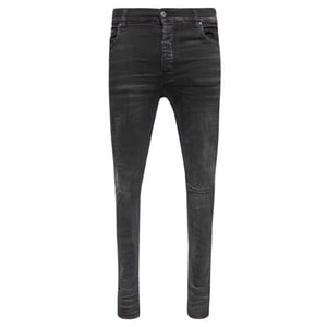 Amiri Slim Fit Distressed Amiri Logo Aged Black Denim Jeans