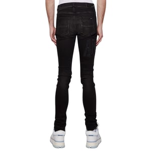 Amiri Slim Fit Distressed Amiri Logo Aged Black Denim Jeans