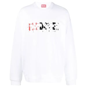 Diesel Double Destroyed Logo Vit Sweatshirt