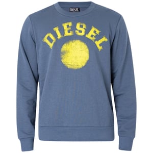 Diesel Distressed Dot Logo Blue Sweatshirt