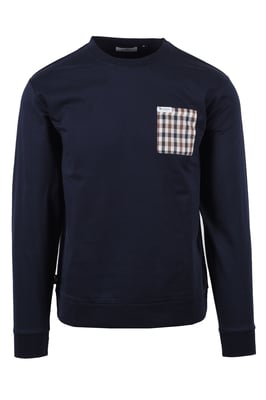 Aquascutum Ikonisk Fick Crew Neck Sweatshirt Marinblå