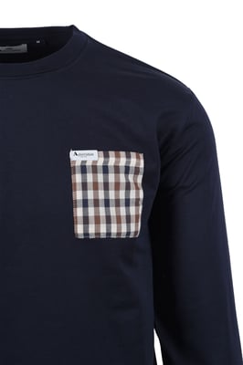 Aquascutum Ikonisk Fick Crew Neck Sweatshirt Marinblå