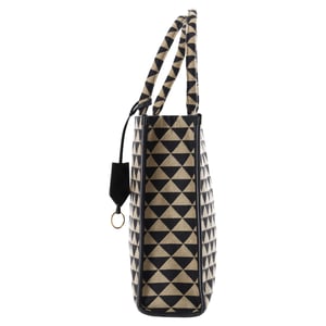 Prada Large Symbole Embroidered Tote Bag in Black and Beige Polyester