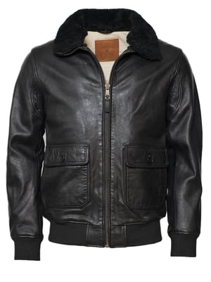Top Gun leren jas TG2023002 met lamsleren kraag