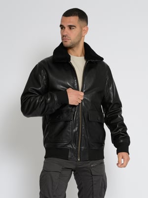 Top Gun leren jas TG2023002 met lamsleren kraag
