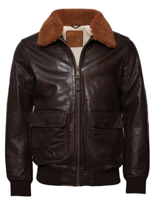 Top Gun leren jas TG2023002 met lamsleren kraag