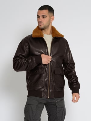 Top Gun leren jas TG2023002 met lamsleren kraag