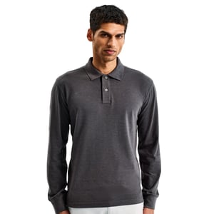 Asquith & Fox Heren Klassieke Pasvorm Poloshirt met lange mouwen (Houtskool)