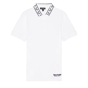 True Religion Mens Polo Shirt Branded Collar SS Pique Top