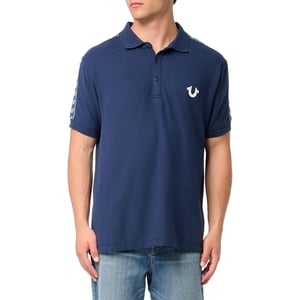 True Religion Mens Polo Shirt SS Damask Velour Pique Top