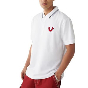 True Religion Mens Polo Shirt Signature Horseshoe Pique Tee