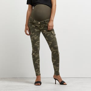River Island Womens Cargo Trousers Maternity Khaki Camo Print