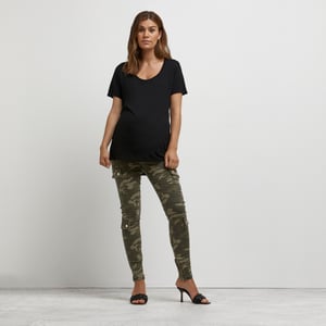 River Island Womens Cargo Trousers Maternity Khaki Camo Print