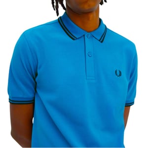 Fred Perry M3600 Twin Tipped Polo Shirt Ocean Blue