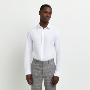 River Island Mens Shirt White Slim Fit Easy Iron