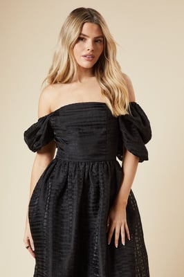 DP Luxe Seersucker Square Neck Midi Dress