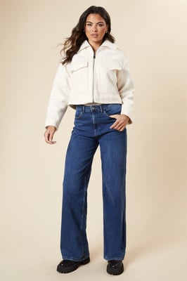 Zip Front Pocket Detail Jacket