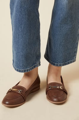 Dorothy Perkins Women Loafer Flats Black Faux Leather Day to Night Spring Summer