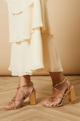 Molly Faux Leather Strappy High Block Heeled Sandals