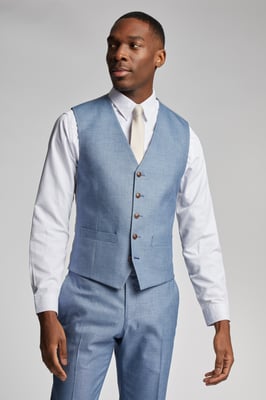 Blake Pale Blue Denim Semi Plain Waistcoat