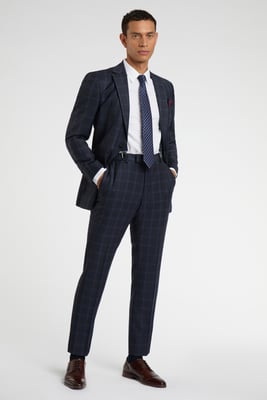 Regular Fit Blue Tan Check Jacket