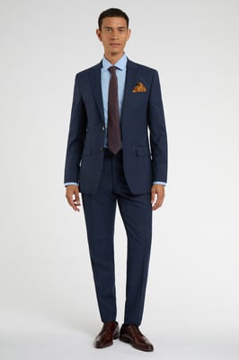 Regular Fit Blue Tan Windowpane Jacket