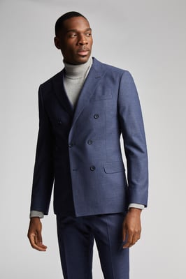 Navy Scratch Double Breasted Jacket