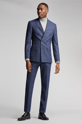 Navy Scratch Double Breasted Jacket