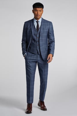 Blue Windowpane Check Jacket