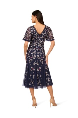 Beaded Mesh Midi Dress