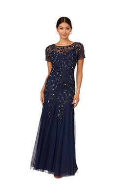 Bead Long Dress With Godets
